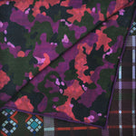 Diamonds & Squares & Camo Panama Silk Pocket Square in Greens & Blues & Reds