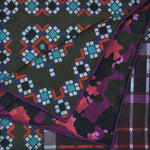 Diamonds & Squares & Camo Panama Silk Pocket Square in Greens & Blues & Reds