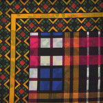 Diamonds & Squares & Camo Panama Silk Pocket Square in Greens & Yellows & Pinks