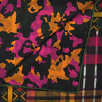 Diamonds & Squares & Camo Panama Silk Pocket Square in Greens & Yellows & Pinks