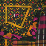 Diamonds & Squares & Camo Panama Silk Pocket Square in Greens & Yellows & Pinks