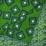 Teardrops & Geo's Reversible Panama Silk Pocket Square Green