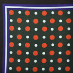 Dots with Stripe Border English Silk Pocket Square in Green & Purple & Brown