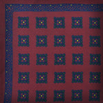 Florets English Silk Pocket Square in Claret & Blue