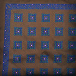 Florets English Silk Pocket Square in Brown & Blue
