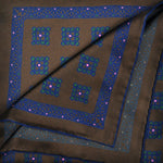 Florets English Silk Pocket Square in Brown & Blue