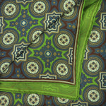 Bold Florets English Silk Pocket Square in Lime, Blue & Brown