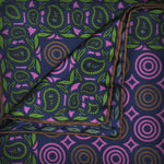Targets with Teardop Border English Silk Pocket Square in Pink & Brown & Green