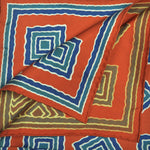 Geometric Shapes English Silk Pocket Square in Blue, Teal & Orange
