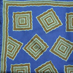 Geometric Shapes English Silk Pocket Square in Olive, Beige & Blue