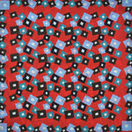 Geo's & Paisley Reversible Panama Silk Pocket Square in Reds & Blues