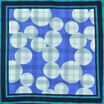 Big Dots & Checks Reversible Panama Silk Pocket Square in Navy, Blue & Teal