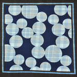 Big Dots & Checks Reversible Panama Silk Pocket Square in Navy, Blue & Brown