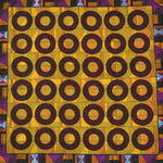 Hoops & Aztec Reversible Panama Silk Pocket Square in Brown & Pink & Ochre