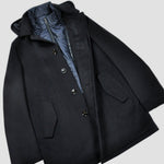 Wool Over-Coat with Detachable Puffa  in Navy Blue