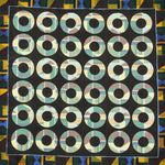 Hoops & Aztec Reversible Panama Silk Pocket Square in Brown & Green & Blue