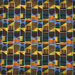 Hoops & Aztec Reversible Panama Silk Pocket Square in Brown & Green & Blue