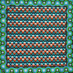 Retro Patterns & Paisley Reversible Panama Silk Pocket Square in Blue & Lime & Orange