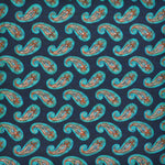 Retro Patterns & Paisley Reversible Panama Silk Pocket Square in Blue & Lime & Orange