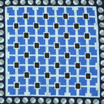 Geometrics & Paisley Reversible Panama Silk Pocket Square in Navy, Blue & Beige