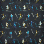 Geo's & Skiers Reversible Panama Silk Pocket Square in Navy & Blue & Ochre