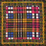 Diamonds & Squares & Camo Panama Silk Pocket Square in Greens & Yellows & Pinks