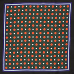 Dots with Stripe Border English Silk Pocket Square in Green & Purple & Brown