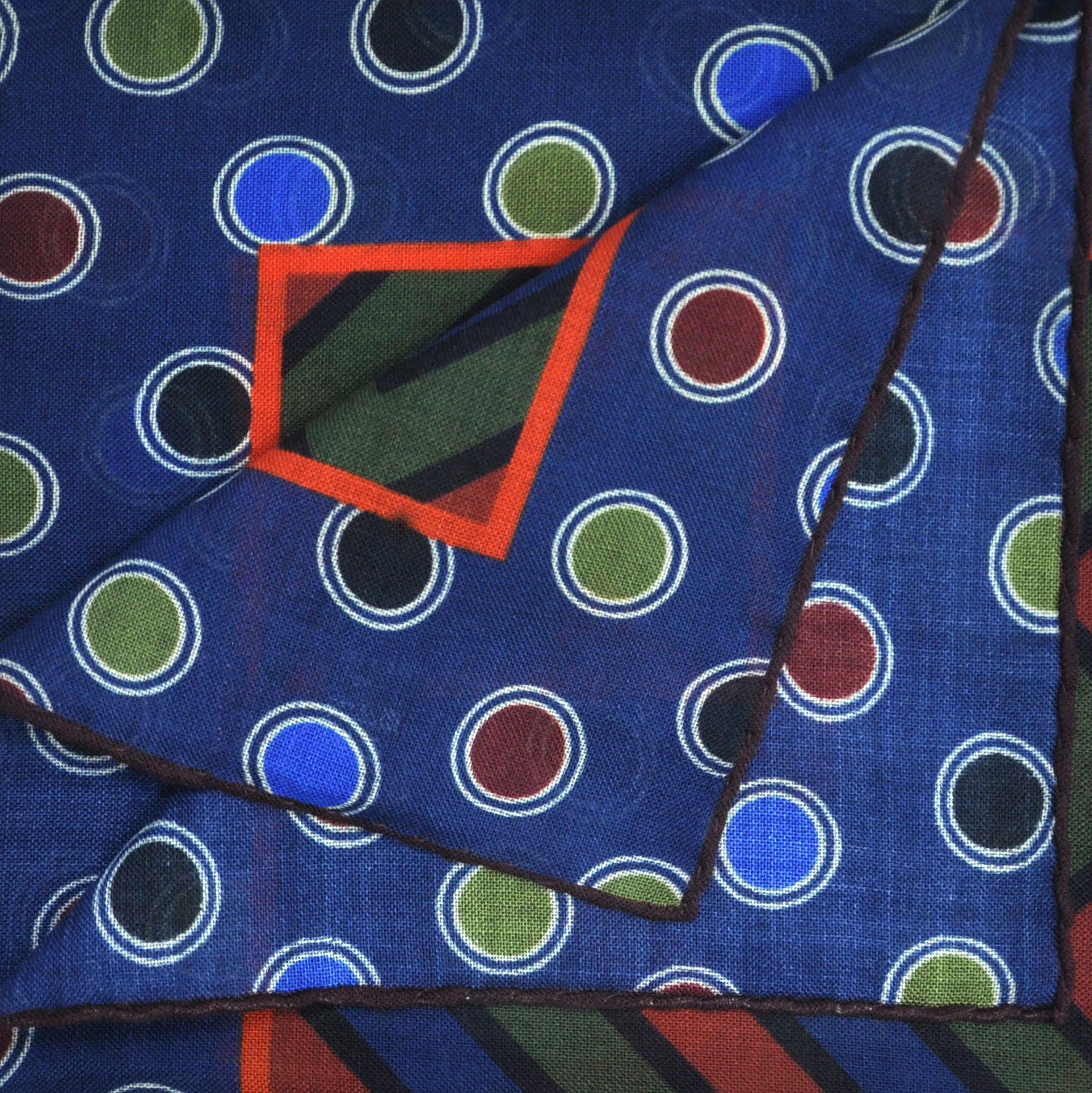 Chevrons & Spots Wool Silk & Pocket Square in Blue, Red, Green & Navy
