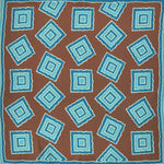 Geometric Shapes English Silk Pocket Square in Blue, Teal & Brown