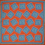 Geometric Shapes English Silk Pocket Square in Blue, Teal & Orange
