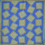 Geometric Shapes English Silk Pocket Square in Olive, Beige & Blue