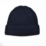 Four Ply Cashmere Winter Beanie in Dark Denim Blue