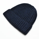 Four Ply Cashmere Winter Beanie in Dark Denim Blue