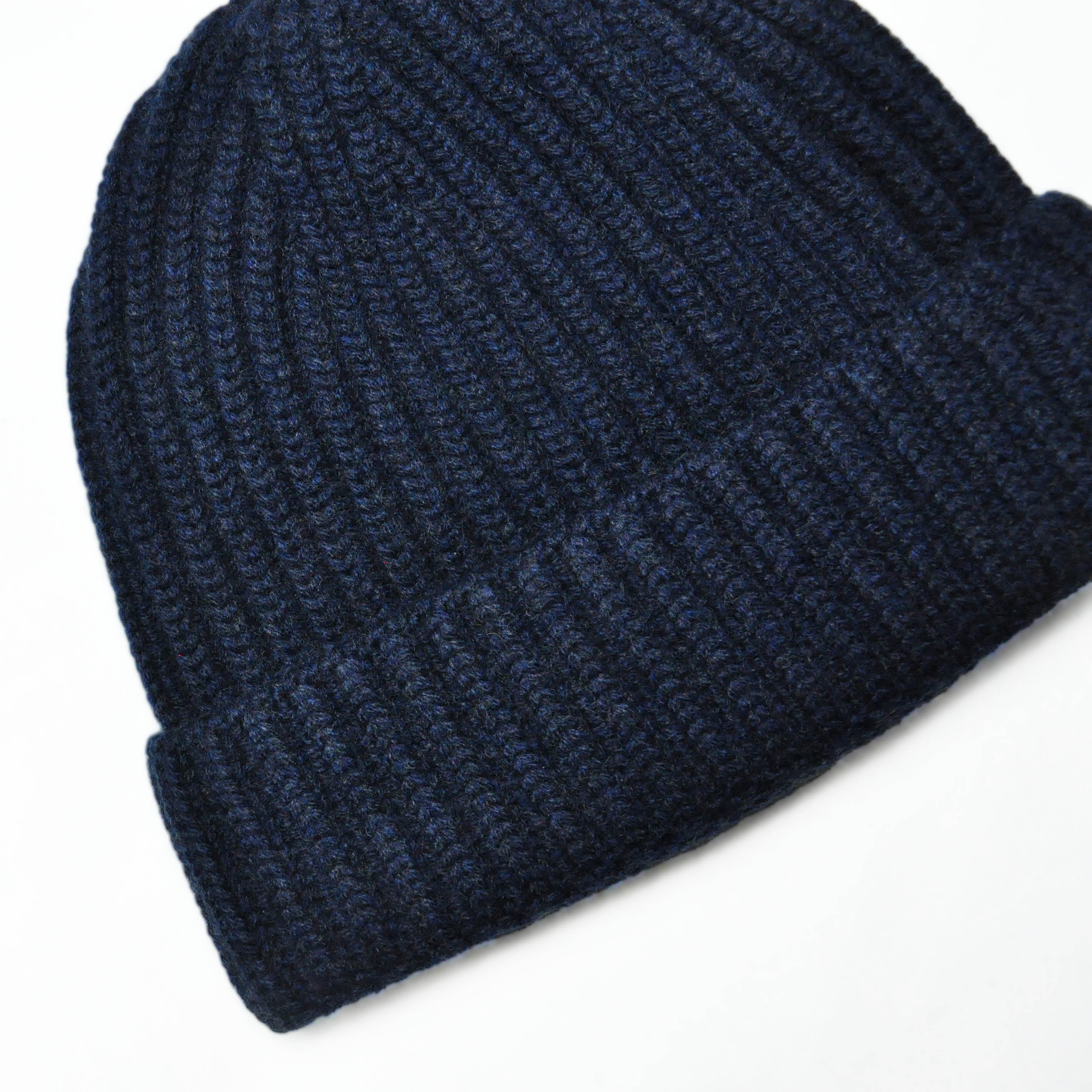 Four Ply Cashmere Winter Beanie in Dark Denim Blue
