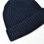 Four Ply Cashmere Winter Beanie in Dark Denim Blue