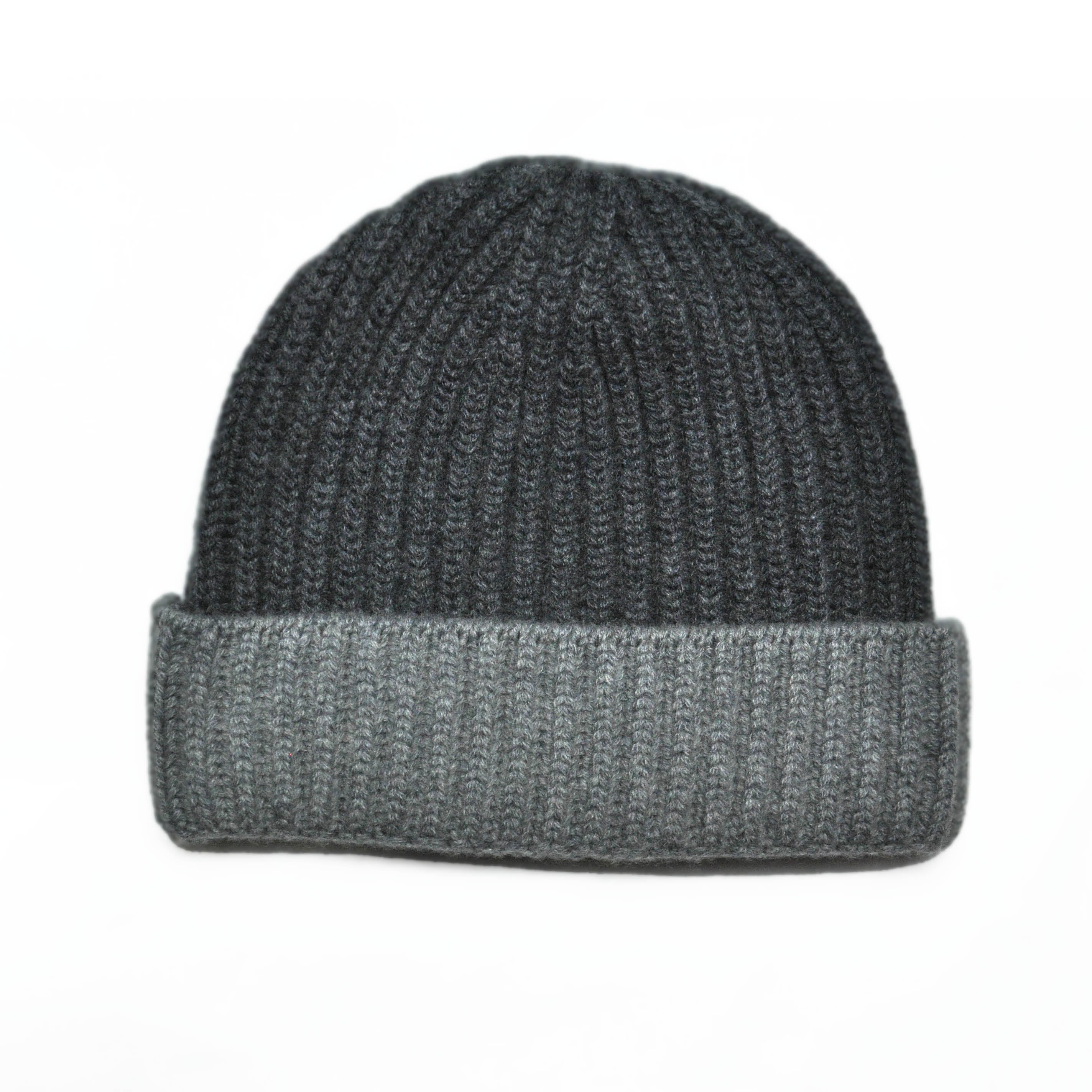 Four Ply Cashmere Winter Beanie in Greys