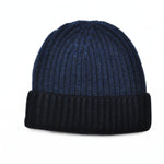 Four Ply Cashmere Winter Beanie in Dark Denim & Navy Blue