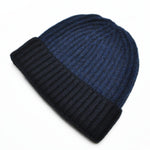 Four Ply Cashmere Winter Beanie in Dark Denim & Navy Blue