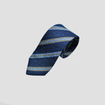 Neat Stripes Slub Wool Tie in Blue, Light Blue & Faded Yellow