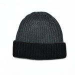 Four Ply Cashmere Winter Beanie in Dark Grey & Charcoal