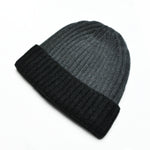 Four Ply Cashmere Winter Beanie in Dark Grey & Charcoal