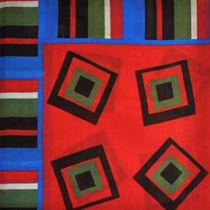 Stripes & Geometrics Wool Silk & Pocket Square in Red, Green & Blue