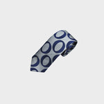 Big Bold Hoops Woven Silk Tie in Silver & Blue