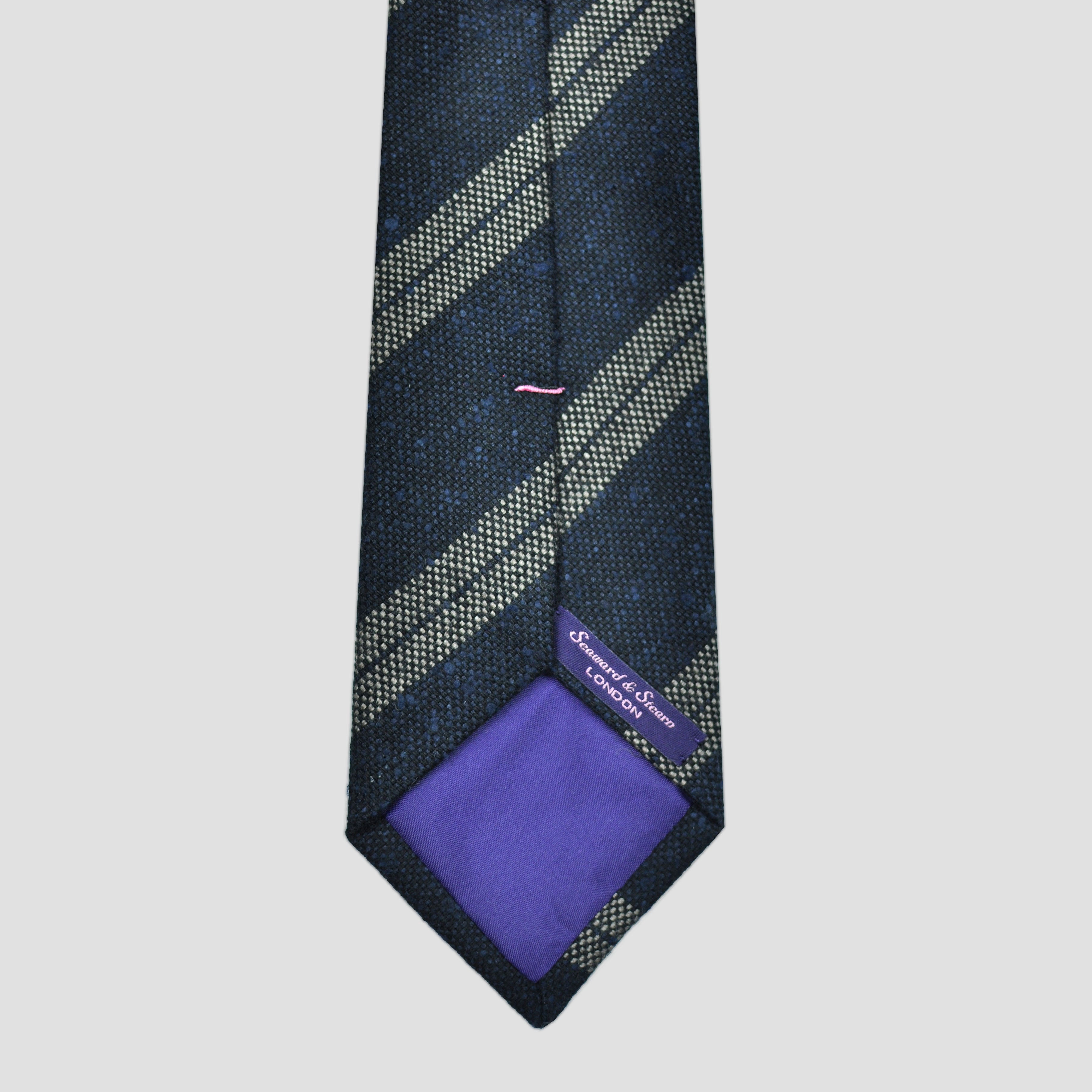 Neat Stripes Slub Wool Tie in Navy & Grey