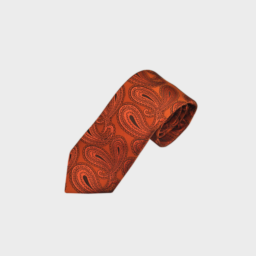 Big Teardrops Woven Silk Tie in Orange