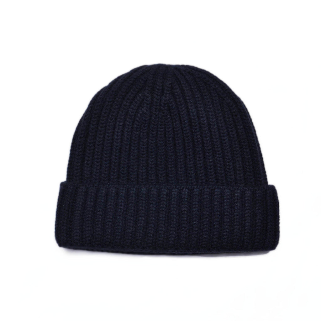Four Ply Cashmere Winter Beanie in Dark Navy