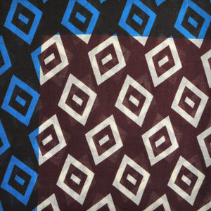 Diamonds.. (or Wonky Squares) Wool Silk & Pocket Square in Brown & Blue
