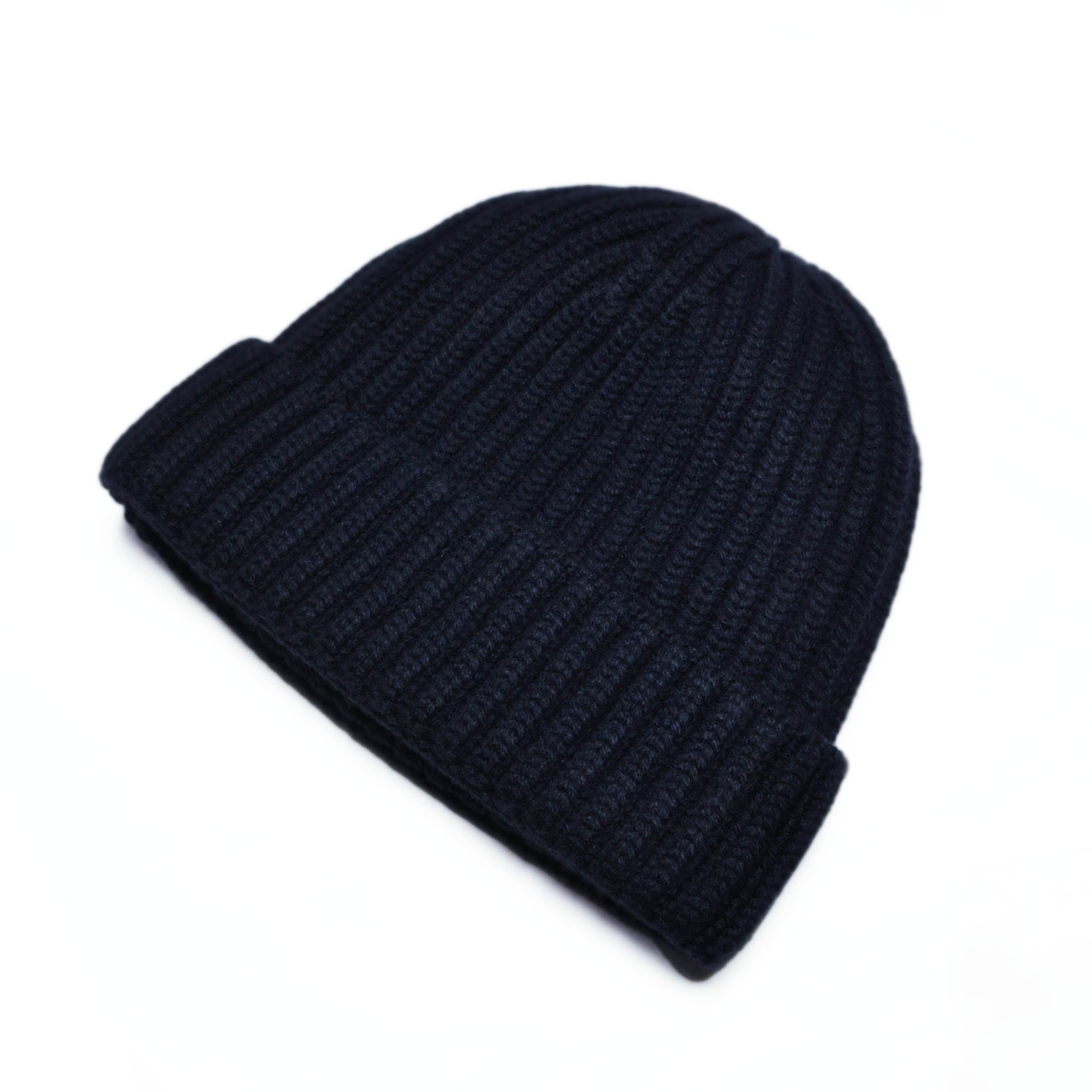 Four Ply Cashmere Winter Beanie in Dark Navy