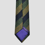 Wide Stripes Wool Tie in Green, Oilve & Navy