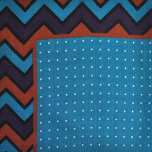 Dots & Chevrons Wool Silk & Pocket Square in Blue, Purple & Red